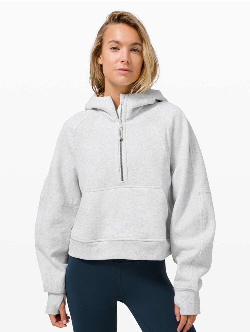 lululemon Scuba Oversized Light Heather Gray Half-Zip Hoodie Sweater SizeXl/XLL